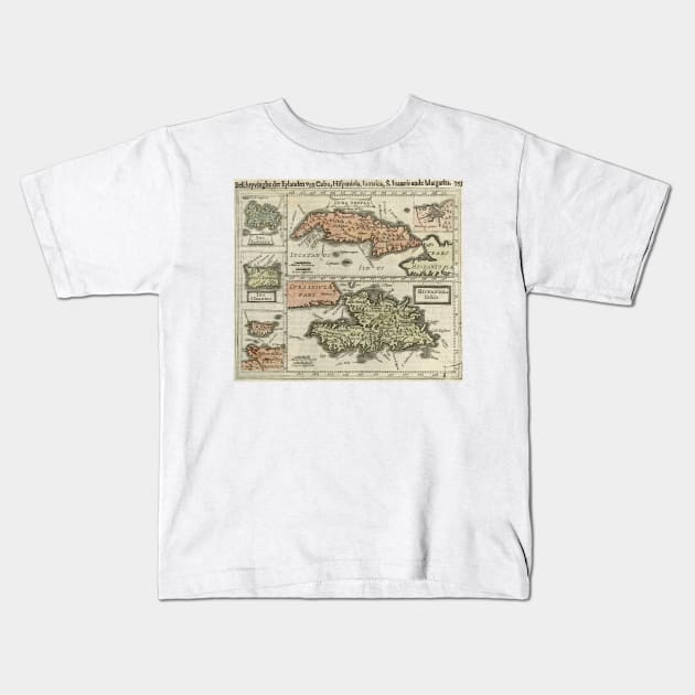 Vintage Map of The Caribbean Islands (1630) Kids T-Shirt by Bravuramedia